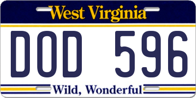 WV license plate DOD596
