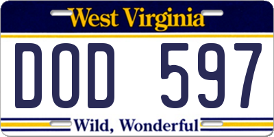 WV license plate DOD597