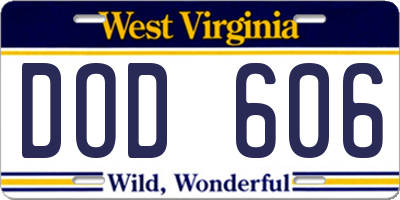 WV license plate DOD606