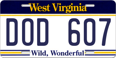 WV license plate DOD607