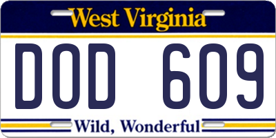 WV license plate DOD609