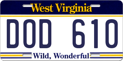 WV license plate DOD610