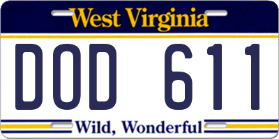 WV license plate DOD611
