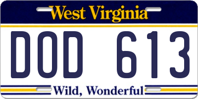 WV license plate DOD613