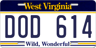 WV license plate DOD614