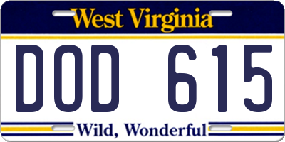 WV license plate DOD615