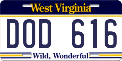 WV license plate DOD616