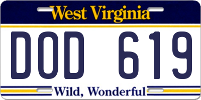WV license plate DOD619