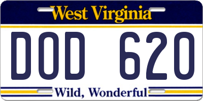 WV license plate DOD620