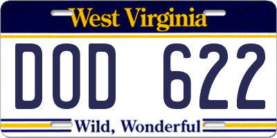 WV license plate DOD622