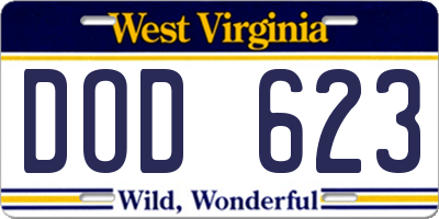 WV license plate DOD623
