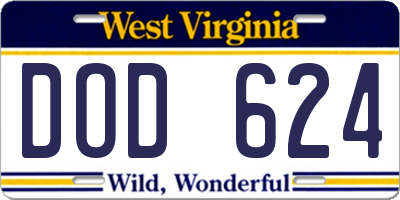 WV license plate DOD624