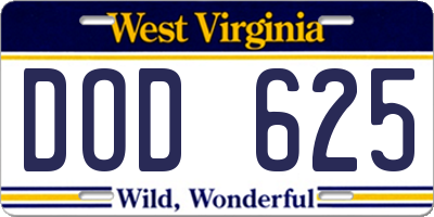 WV license plate DOD625
