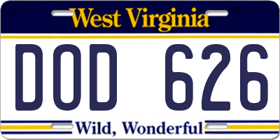 WV license plate DOD626