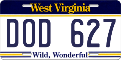 WV license plate DOD627