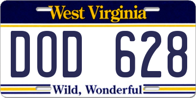 WV license plate DOD628