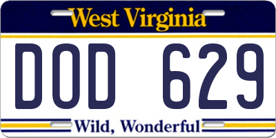 WV license plate DOD629