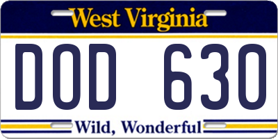 WV license plate DOD630
