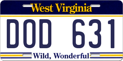 WV license plate DOD631