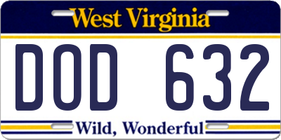 WV license plate DOD632