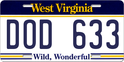WV license plate DOD633