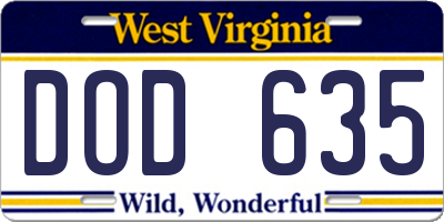 WV license plate DOD635