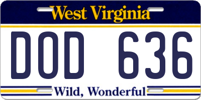 WV license plate DOD636