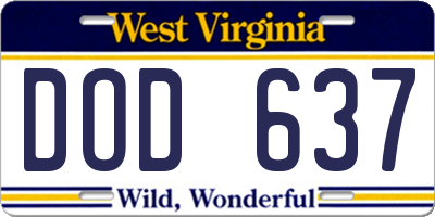 WV license plate DOD637