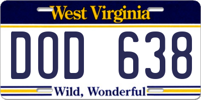 WV license plate DOD638