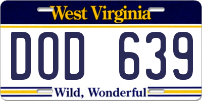 WV license plate DOD639