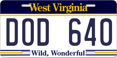 WV license plate DOD640