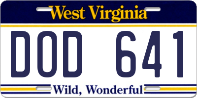 WV license plate DOD641