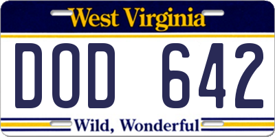 WV license plate DOD642
