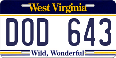 WV license plate DOD643