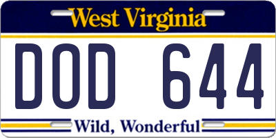 WV license plate DOD644