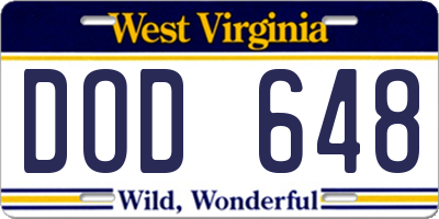 WV license plate DOD648