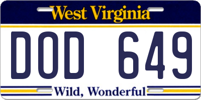 WV license plate DOD649