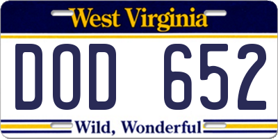 WV license plate DOD652