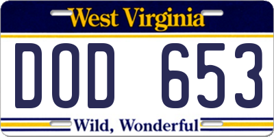 WV license plate DOD653