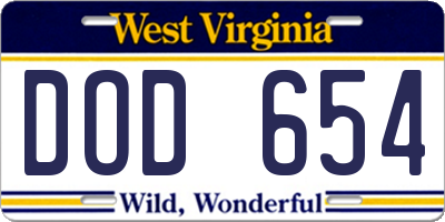 WV license plate DOD654