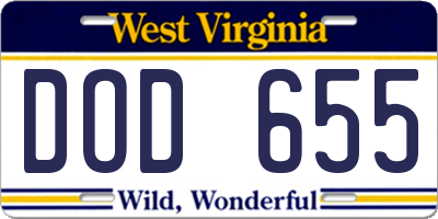 WV license plate DOD655