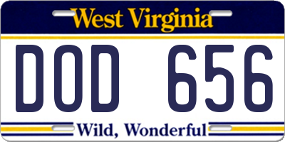 WV license plate DOD656