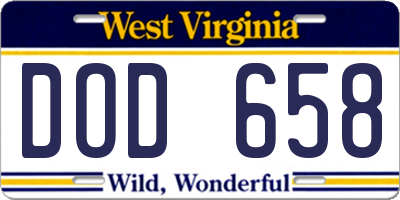 WV license plate DOD658