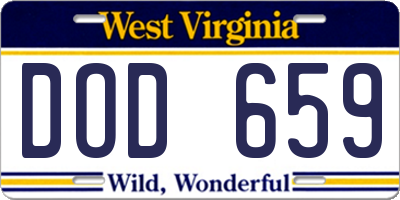 WV license plate DOD659