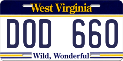 WV license plate DOD660