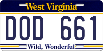 WV license plate DOD661