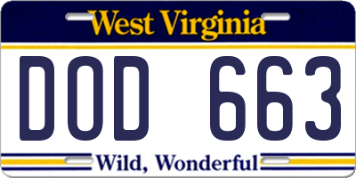 WV license plate DOD663