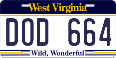 WV license plate DOD664