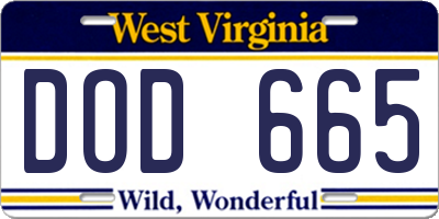 WV license plate DOD665