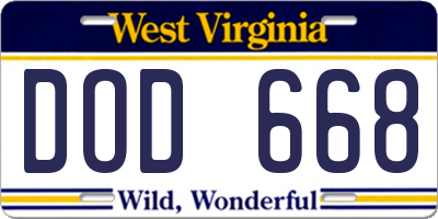 WV license plate DOD668